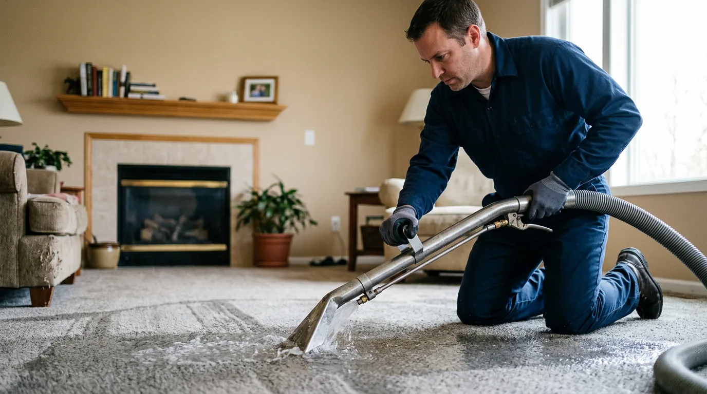 Water damage restoration technician working near Vienna, OH